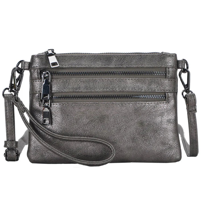 Mechaly Women's Tilly Pewter Vegan Clutch Handbag